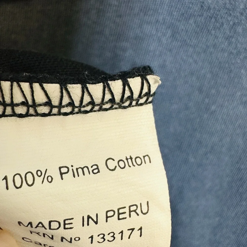 Planet by Lauren G Tee Boxy Black Pima Cotton Top One Size Fit All Peru Relaxed - Picture 3 of 8